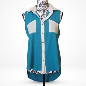 Sure Sleeveless Button Front Blouse size Small